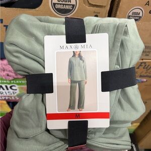 Max & Mia 2-Piece Lounge Set Hoodie & Pants Dark Sage Size M Soft Modal